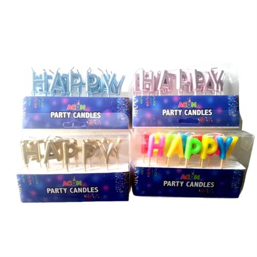 Acon Party Metallic Happy Birth Day Candle Set