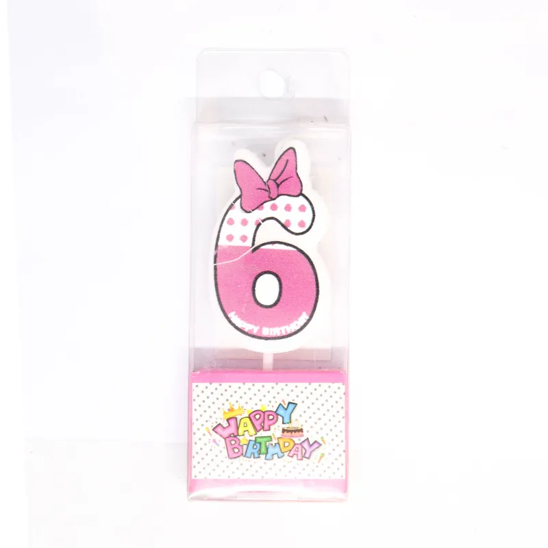 Party Hat Candle Pink Number 6