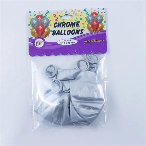 Party Hat Chrome Balloons 6Pcs - Silver