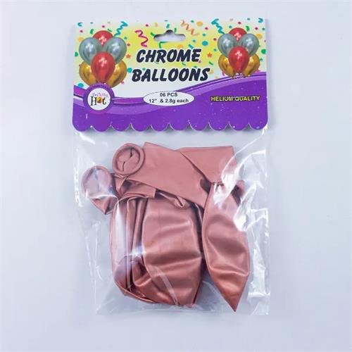 Party Hat Chrome Balloons Rose Gold 6Pcs