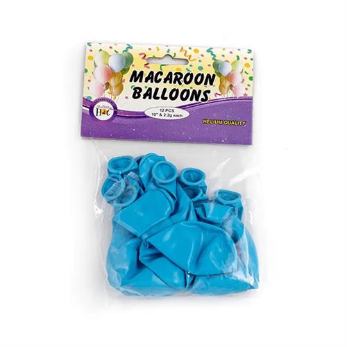 Party Hat Macaroon Balloons Blue 12 Pcs