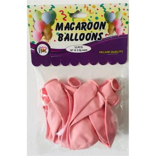 Party Hat Macaroon Balloons Pink 12 Pcs