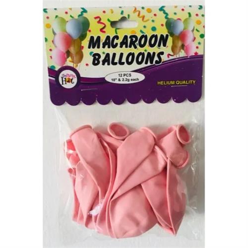 Party Hat Macaroon Balloons Pink 12 Pcs
