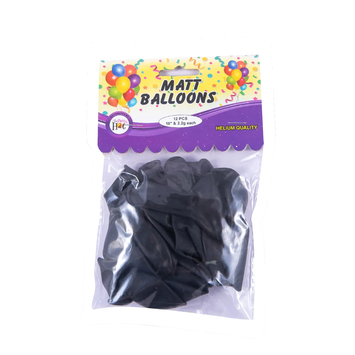 Party Hat Matt Baloons Black 12 Pcs