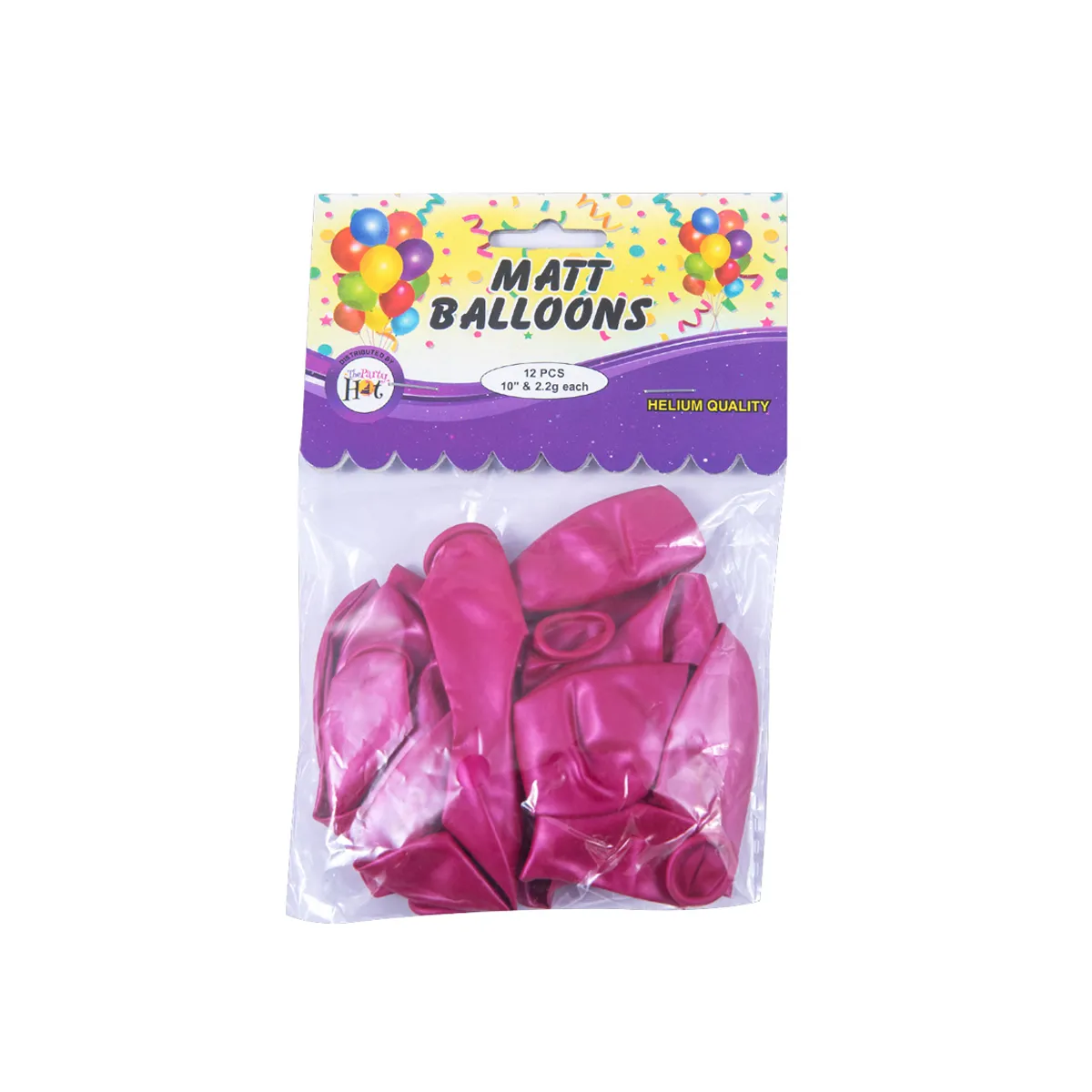 Party Hat Matt Baloons Majenta 12 Pcs