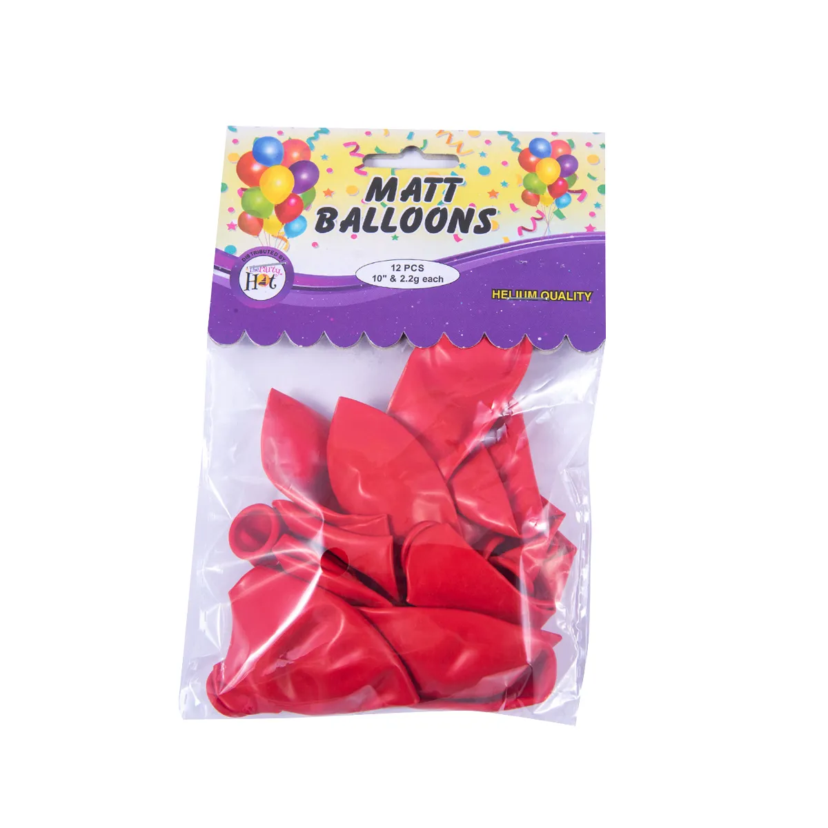 Party Hat Matt Baloons Red 12 Pcs