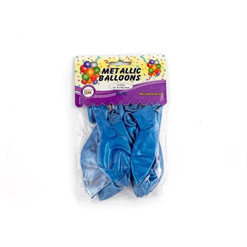 Party Hat Metallic Balloons Blue 12 Pcs
