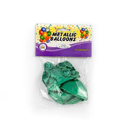 Party Hat Metallic Balloons Green 12 Pcs