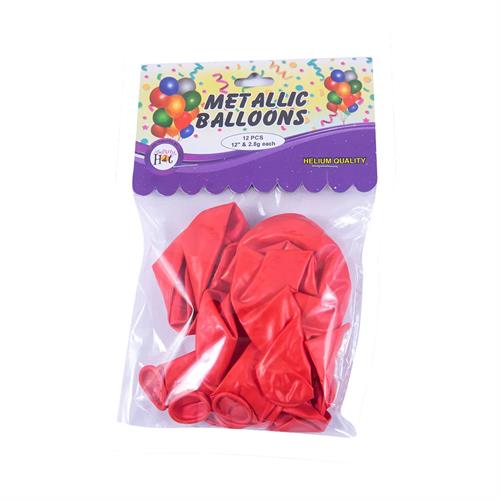 Party Hat Metallic Balloons Red 12 Pcs