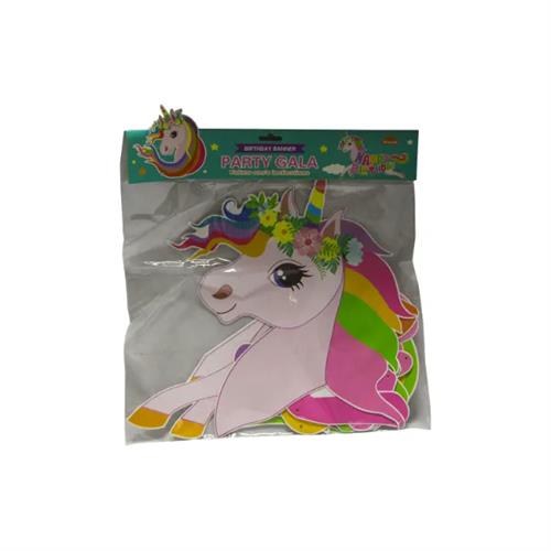 Party Hat Unicorn Multi Color Happy Birth Day Banner
