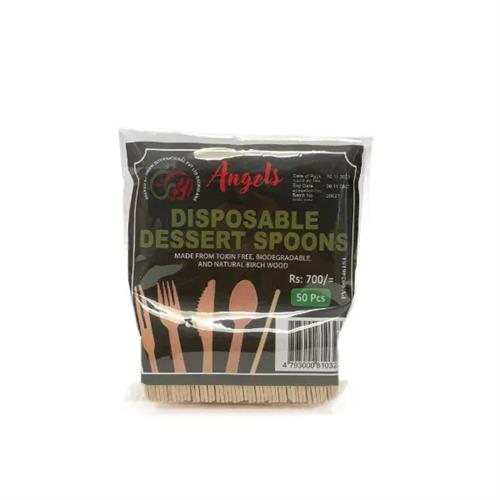 Angels Wooden Dessert Spoons 50 Pcs
