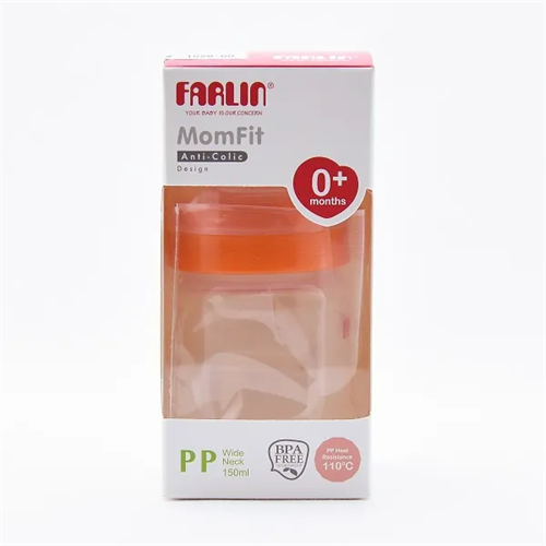 Farlin Feeding Bottle Momfit Orange 0+ Months Anti Colic Design Pp Wide Neck 150Ml