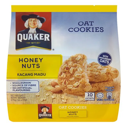 Quaker Oat Cookies Honey Nuts 270G