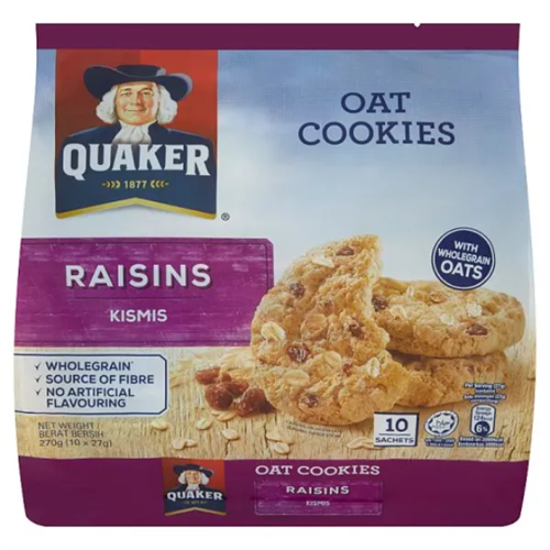 Quaker Oat Cookies Raisins 270G