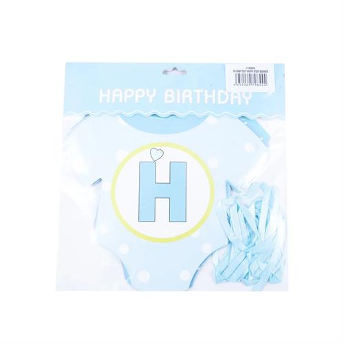 Party Hat Baby Suit Shaped Happy Birth Day Banner