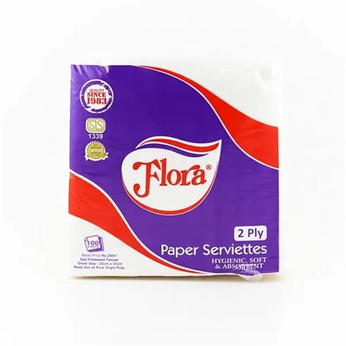 Flora Paper Serviettes 2Ply 100S
