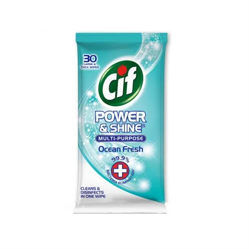Cif Power & Shine Mult-Purpose Wipes Ocean Fresh 30Pcs