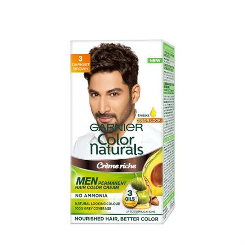 Garnier Color Natural Men Hair Color Darkest Brown No.3 60Ml