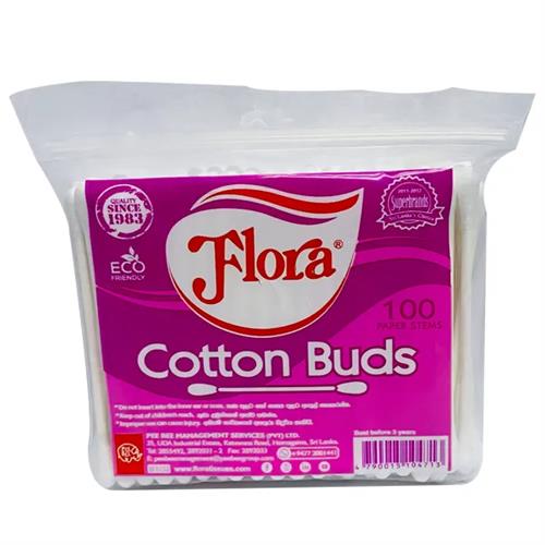 Flora Cotton Buds Zip Lock Bag 100Pcs