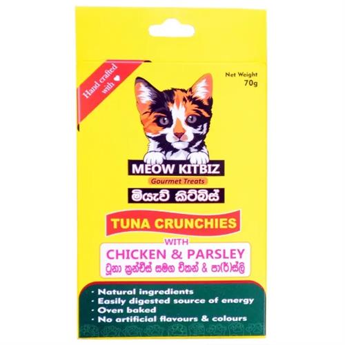 Meow Kitbiz Tuna Crunchies With Chicken & Parsley 70G