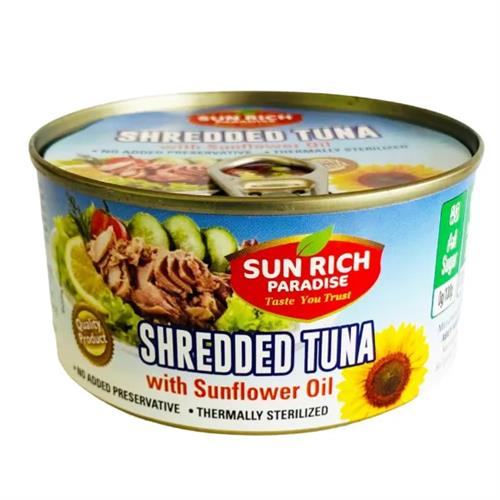 Sunrich Paradise Shredded Tuna With Sunflower Oil 185G