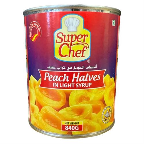 Super Chef Peach Halves In Light Syrup 840G