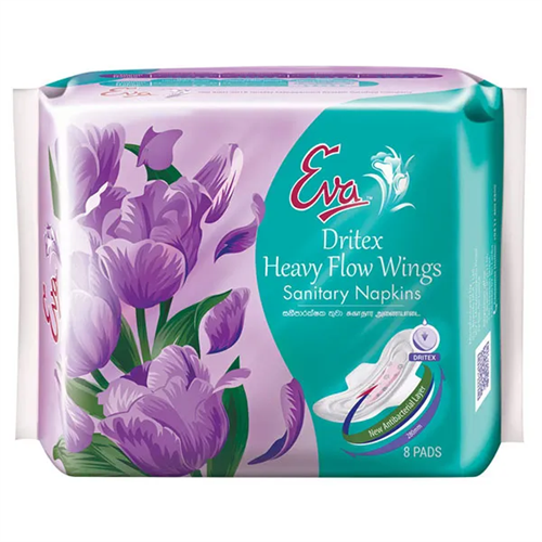 Eva Sanitary Napkins Dritex Heavy Flow Wings 8S