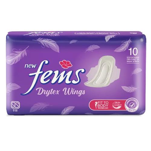 Fems Sanitary Napkins Drytex Wings 10S