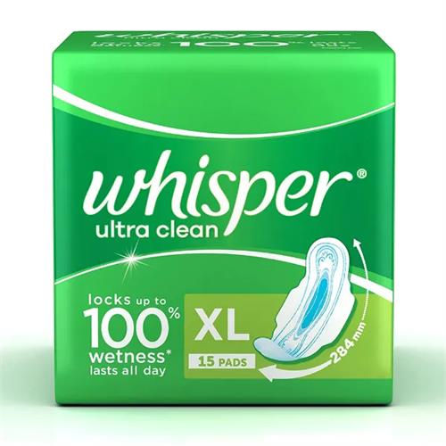 Whisper Sanitary Napkins Ultra Xl Wings 15S