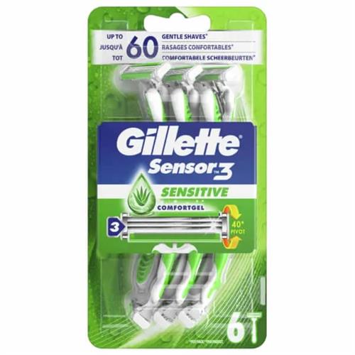 Gillette Blue 3 Sensitive Razor Comfort Gel 6Pcs