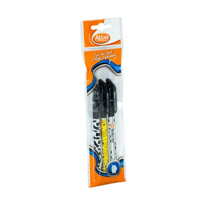 Atlas Butter Gel Pen Black Pack Of 3