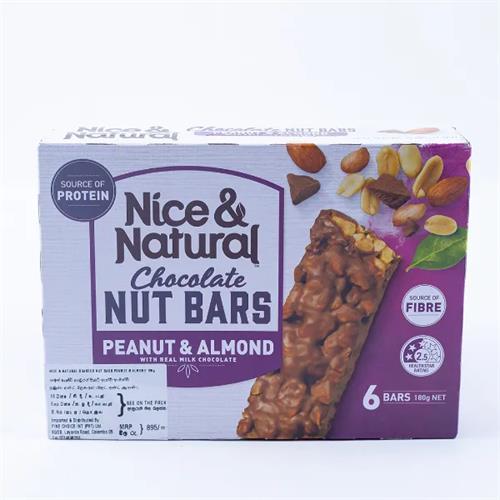 Nice & Natural Chocolate Nut Bars Peanut & Almond 180G