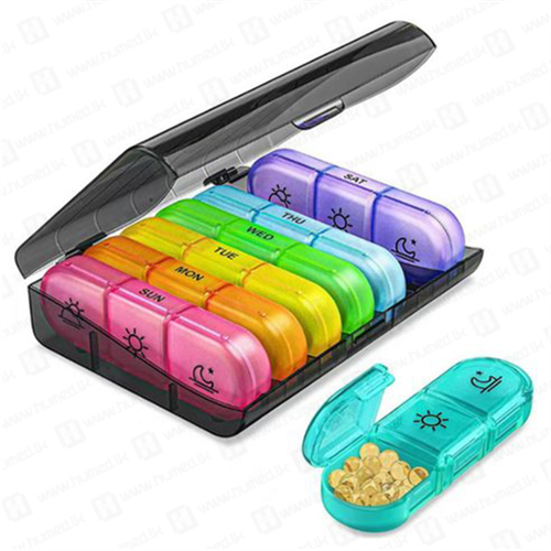 Four compartments daily pill organizer/storage multi colour Large