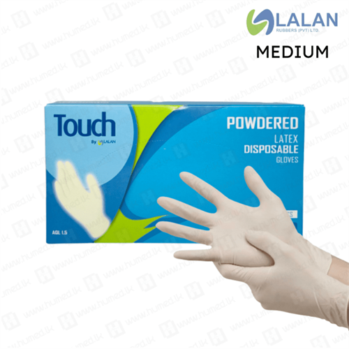 Lalan Latex Disposable Gloves Powdered Medium 100pcs