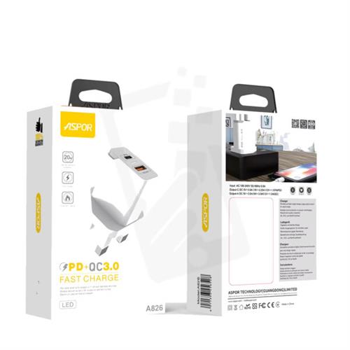 ASPOR (A826) PD + QC 3.0 FAST CHARGE 20W