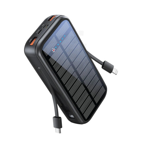Promate EcoLight Solar 20000mAh Power Bank with Built-in USB-C & Lightning Cables