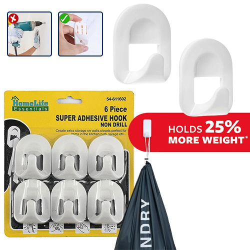 06 Pcs Super Adhesive Hook Non Drill