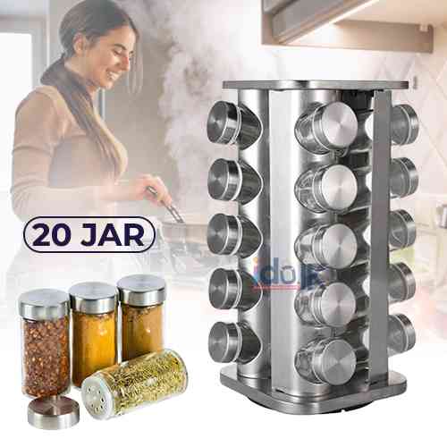 20 Jar Steel Spice Rack Kitchen Seasoning Organizer