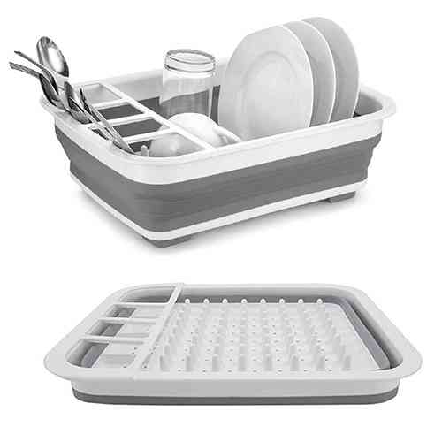 Foldable Dish Drying Rack Kitchen Plates Storage Bowl Holder