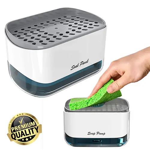 Press Type Pump Soap Dispenser with Sponge Holder