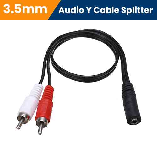 3.5mm Aux Female To 2 RCA Male Jack Adapters Audio Y Cable Splitter