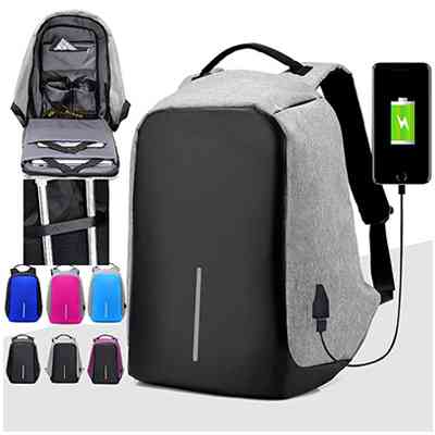 Anti-Theft Backpack External USB Charge Port Laptop Notebook School Bag