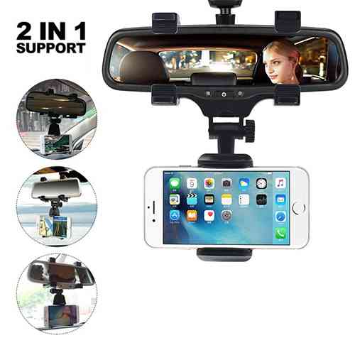 Car Rearview Mirror Mount Stand Holder Cradle For Phone