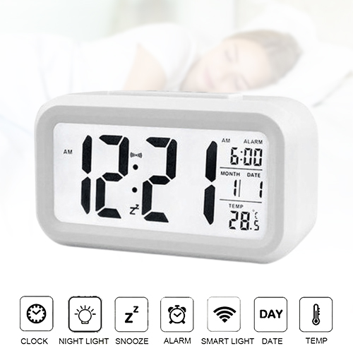 LCD Display Digital Alarm Clock Battery Powered