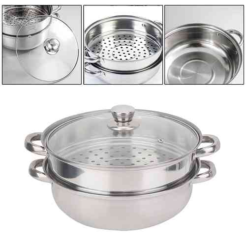 Stainless Steel Steamer Pot Cooker Double Boiler Soup Steaming Pot