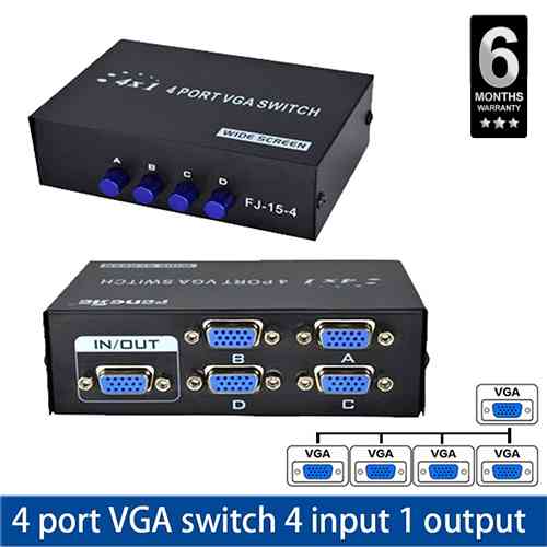 4 Port VGA Switch VGA Video Switch for PC TV Monitor