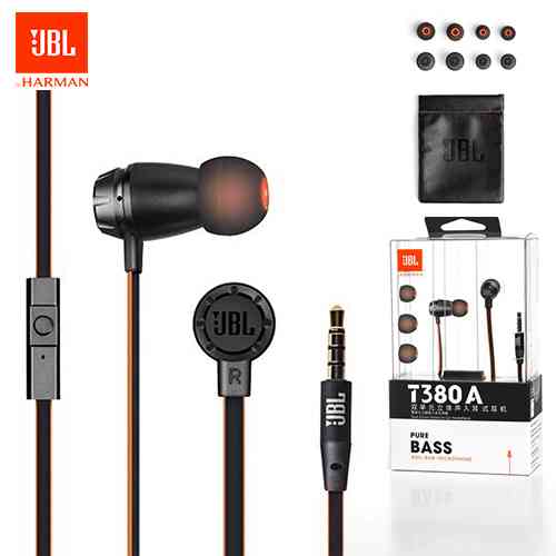 Original JBL T380A In-Ear Wired Earphones-Black