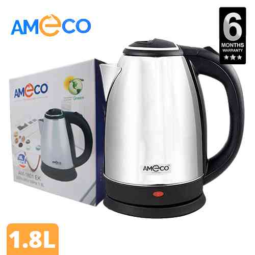 Ameco Electric Kettle 1.8L Steel Water Heating Jug