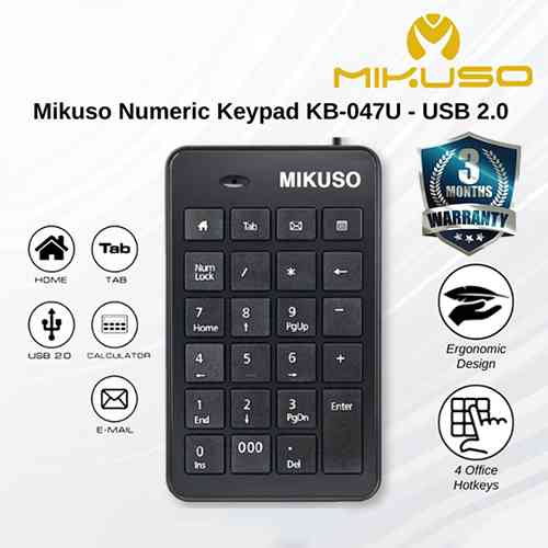 Wired USB Mini Numerical Keyboard with 4 Office Hotkeys