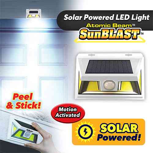 Super-Bright, Solar-Powered LED Light Atomic Beam SunBlast Motion Sensor wall Light